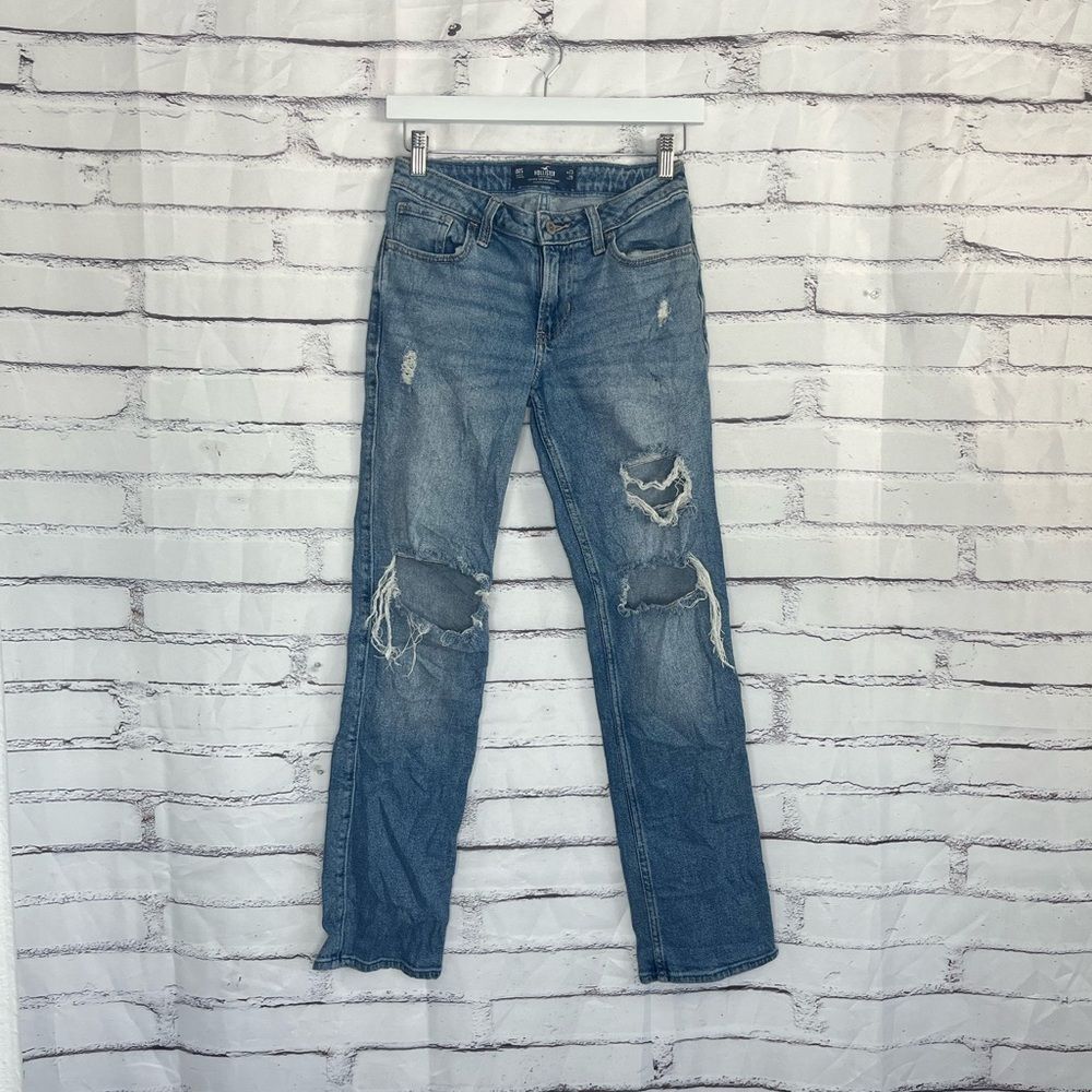 Hollister Low Rise ’90s Vintage Straight Jeans Distressed Light Wash Women’s 00